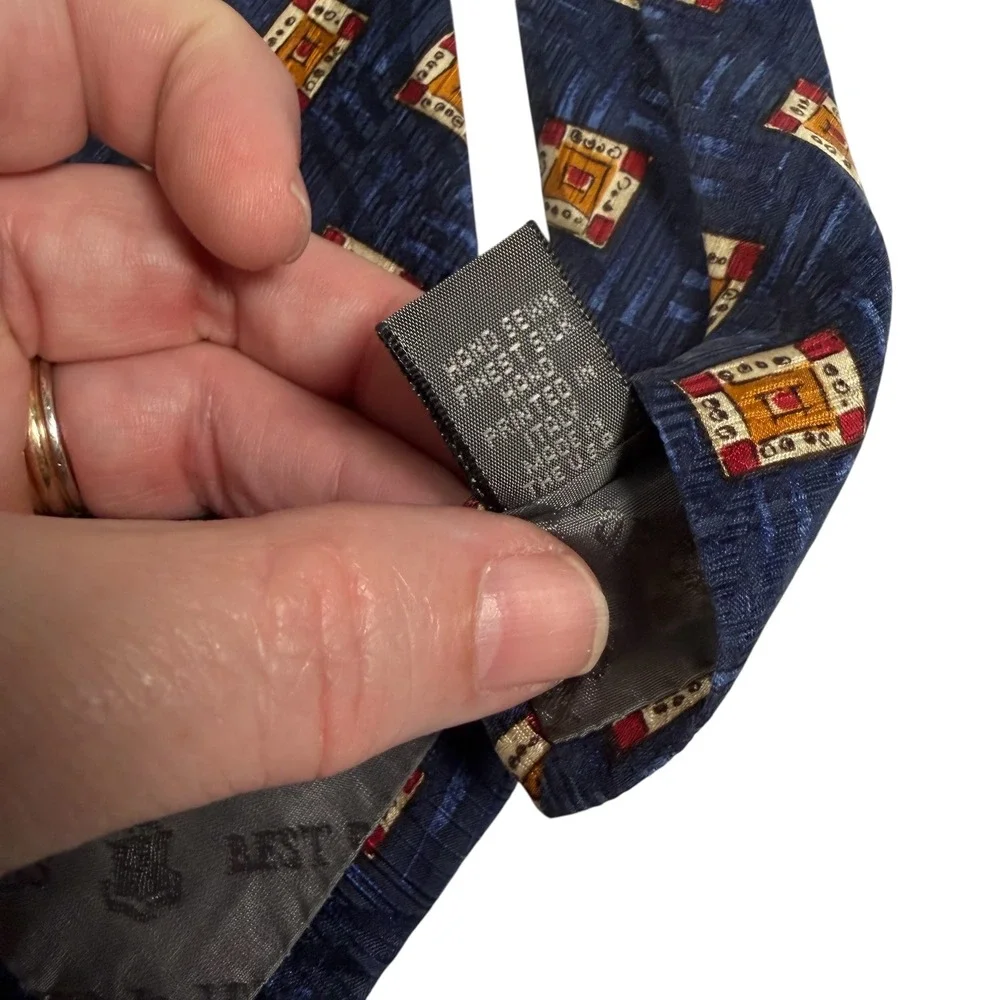 Robert Talbott Best of Class Nordstrom Silk Tie Navy‎ Blue Geometric Extra Long